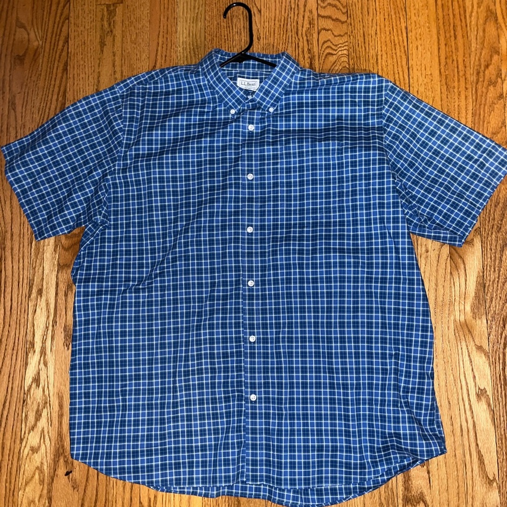 L.L. Bean Men's Blue Plaid Button Down Shirt